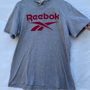Gray Reebok Stacked Logo Crewneck T-shirt Mens Size Large